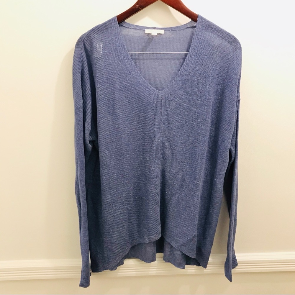 Eileen Fisher Open Knit Linen Sweater blue medium